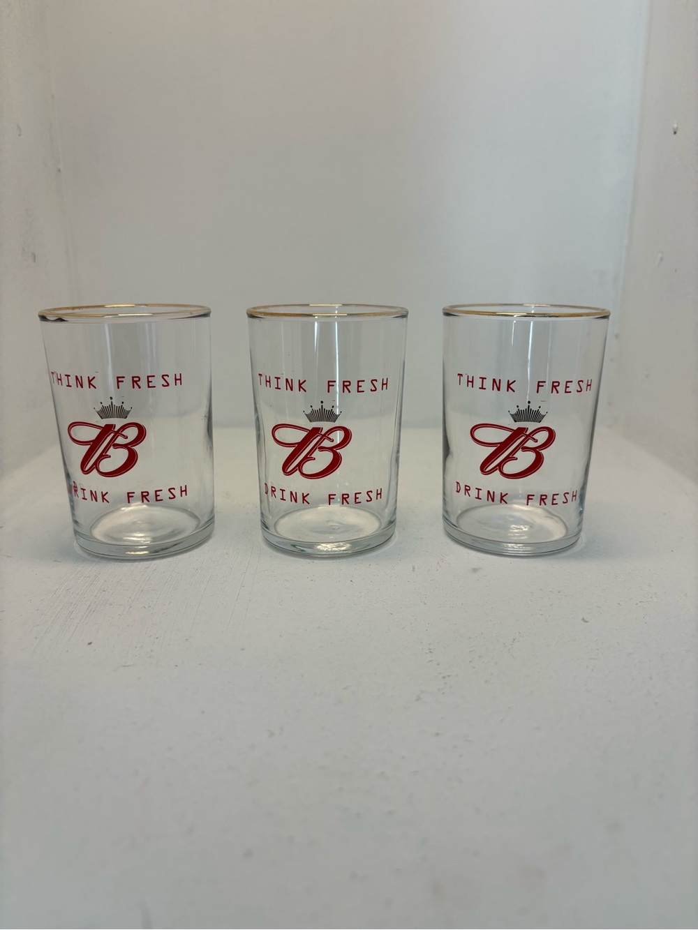 Vintage Budweiser Think Fresh Drink Fresh Beer Tasting Glasses Set of 3